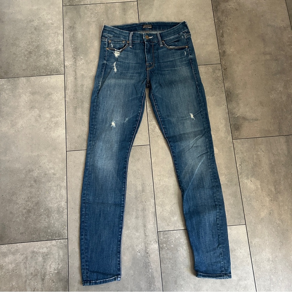 MOTHER the looker rough it up blue denim jeans skinny 25